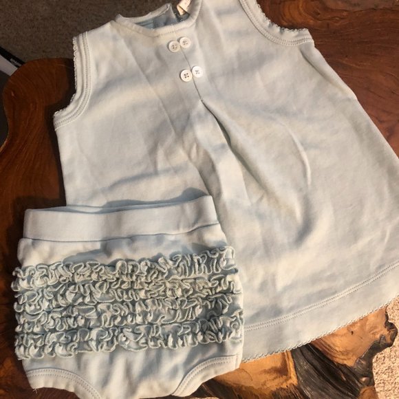 Kate Quinn powder blue 6-12 month dress + bloomer - Picture 1 of 1